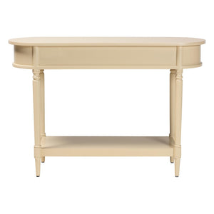 Baxton Studio Bali & Pari Liba Solid Wood Farmhouse Console with Three Drawers and Open Shelf Display Liba-Beige-Wooden-3DRW-Console Table