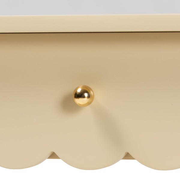 Baxton Studio Bali & Pari Liba Solid Wood Farmhouse Console with Three Drawers and Open Shelf Display Liba-Beige-Wooden-3DRW-Console Table