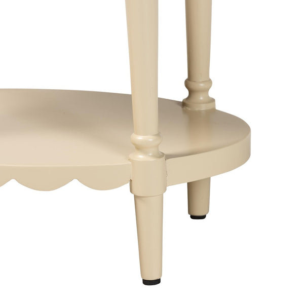 Baxton Studio Bali & Pari Liba Solid Wood Farmhouse End Table with Drawer and Open Shelf Storage Liba-Round-Beige-Wooden-1DRW-ET