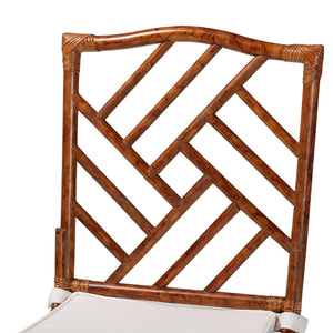 Baxton Studio Bali Handwoven Marbled Tortoise Rattan 5-Piece Dining Set With Octagonal Table, Cushioned Chairs Simon-Tortoise-Rattan-5PC Dining Set