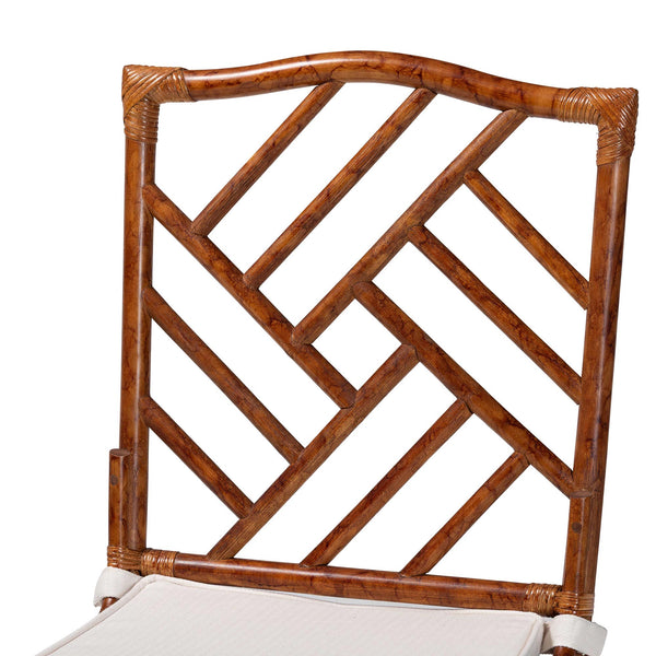 Baxton Studio Bali Handwoven Marbled Tortoise Rattan 5-Piece Dining Set With Octagonal Table, Cushioned Chairs Simon-Tortoise-Rattan-5PC Dining Set