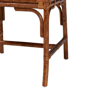 Baxton Studio Bali Handwoven Marbled Tortoise Rattan 5-Piece Dining Set With Octagonal Table, Cushioned Chairs Simon-Tortoise-Rattan-5PC Dining Set