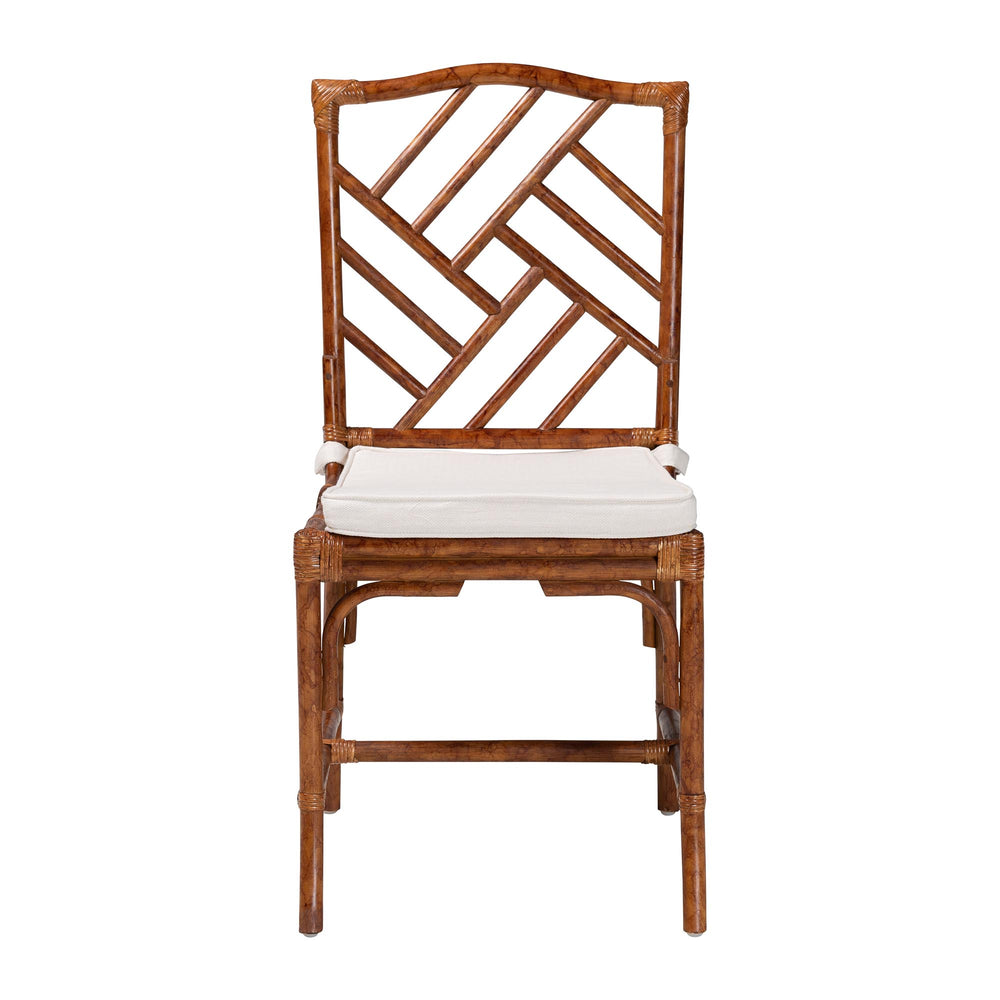 Baxton Studio Bali Rio Marbled Tortoise Rattan Dining Chair — Handwoven Indonesian Accent Seat With Removable Cushion, Fully Assembled Rio-Tortoise-Rattan-Cushion-DC
