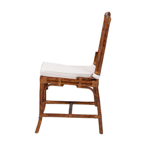 Baxton Studio Bali Rio Marbled Tortoise Rattan Dining Chair — Handwoven Indonesian Accent Seat With Removable Cushion, Fully Assembled Rio-Tortoise-Rattan-Cushion-DC