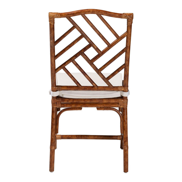 Baxton Studio Bali Rio Marbled Tortoise Rattan Dining Chair — Handwoven Indonesian Accent Seat With Removable Cushion, Fully Assembled Rio-Tortoise-Rattan-Cushion-DC