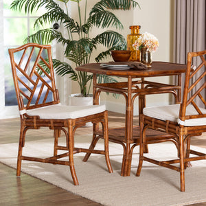 Baxton Studio Bali Rio Marbled Tortoise Rattan Dining Chair — Handwoven Indonesian Accent Seat With Removable Cushion, Fully Assembled Rio-Tortoise-Rattan-Cushion-DC