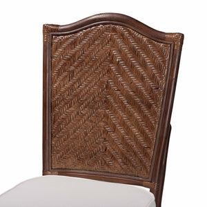 Baxton Studio Bali & Pari Mahdis Handcrafted Rattan Dining Chair Set of Two with Foam Cushions WS231-Coffee Bean/Rattan-Cushion-DC