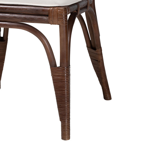 Baxton Studio Bali & Pari Mahdis Handcrafted Rattan Dining Chair Set of Two with Foam Cushions WS231-Coffee Bean/Rattan-Cushion-DC