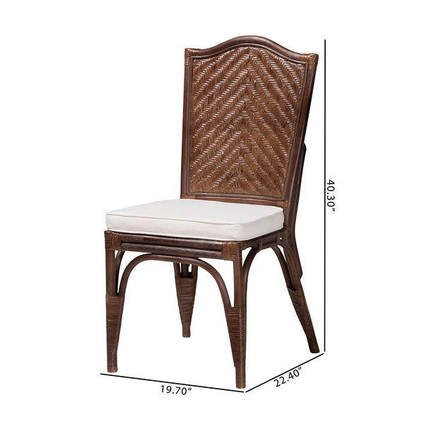Baxton Studio Bali & Pari Mahdis Handcrafted Rattan Dining Chair Set of Two with Foam Cushions WS231-Coffee Bean/Rattan-Cushion-DC