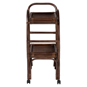 Baxton Studio Bali & Pari Selah Handwoven Rattan 2-tier Kitchen Serving Cart with Casters WS233-Coffee Bean/Rattan-Cart