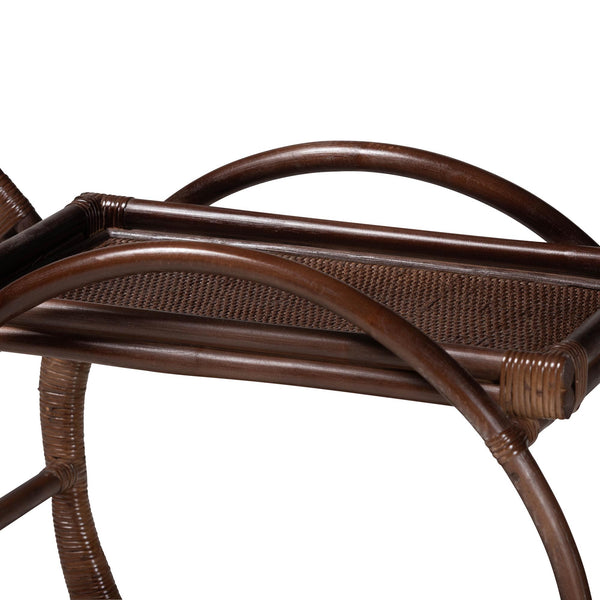 Baxton Studio Bali & Pari Selah Handwoven Rattan 2-tier Kitchen Serving Cart with Casters WS233-Coffee Bean/Rattan-Cart