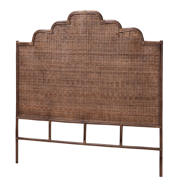 Baxton Studio Bali & Pari Raphaela Handwoven Rattan Queen Headboard Bohemian Stepped Arch Bedroom Accent 74.8W x 1.2D x 63H WS238-Coffee Bean/Rattan-HB-King