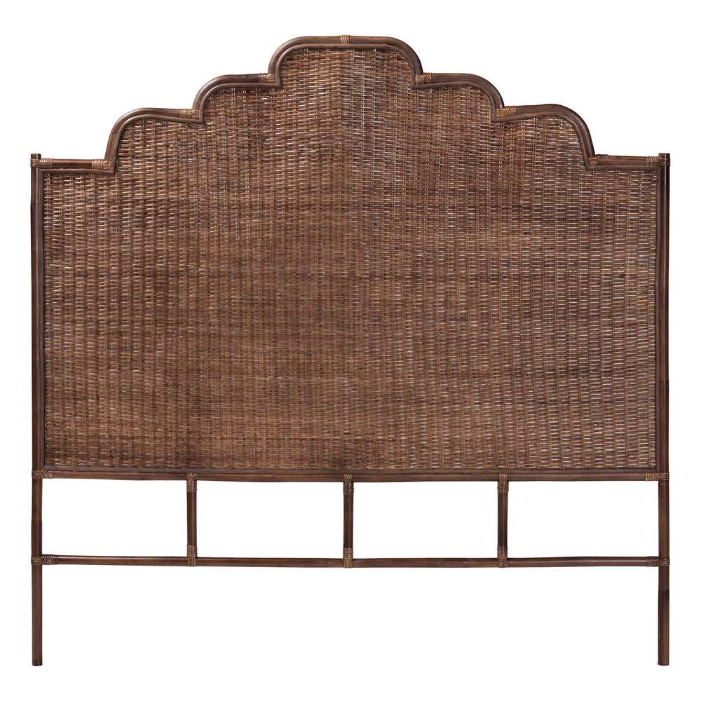 Baxton Studio Bali & Pari Raphaela Handwoven Rattan Queen Headboard Bohemian Stepped Arch Bedroom Accent 74.8W x 1.2D x 63H WS238-Coffee Bean/Rattan-HB-King