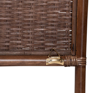 Baxton Studio Bali & Pari Raphaela Handwoven Rattan Queen Headboard Bohemian Stepped Arch Bedroom Accent 74.8W x 1.2D x 63H WS238-Coffee Bean/Rattan-HB-King
