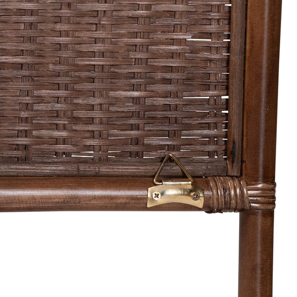 Baxton Studio Bali & Pari Raphaela Handwoven Rattan Queen Headboard Bohemian Stepped Arch Bedroom Accent 74.8W x 1.2D x 63H WS238-Coffee Bean/Rattan-HB-King