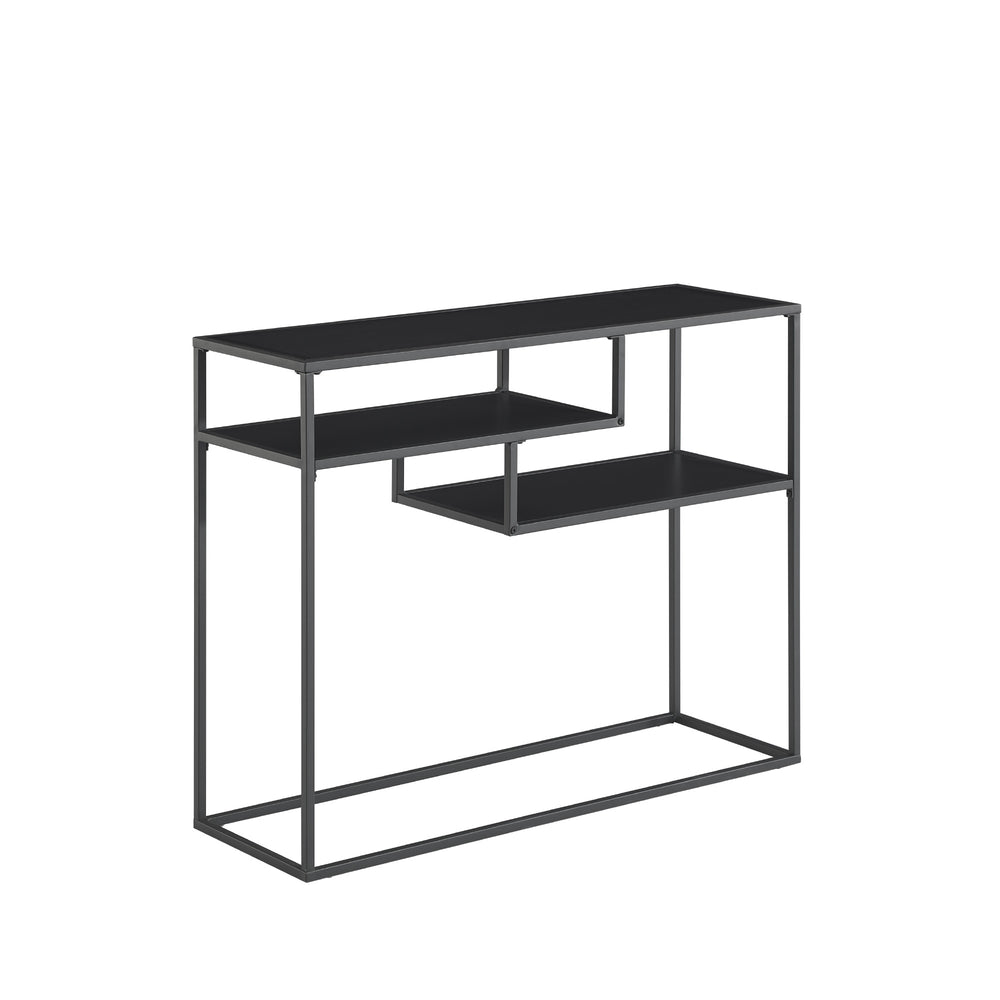42" Metal and Wood Tiered Shelf Entry Table Black MAYL2KSB Walker Edison