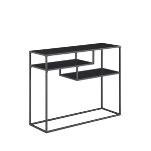 42" Metal and Wood Tiered Shelf Entry Table Black MAYL2KSB Walker Edison