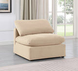 Indulge Beige Velvet Armless Chair 147Beige-Armless Meridian Furniture