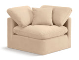 Indulge Beige Velvet Corner Chair 147Beige-Corner Meridian Furniture