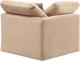 Indulge Beige Velvet Corner Chair 147Beige-Corner Meridian Furniture