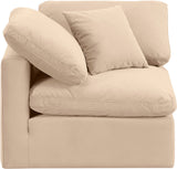 Indulge Beige Velvet Corner Chair 147Beige-Corner Meridian Furniture