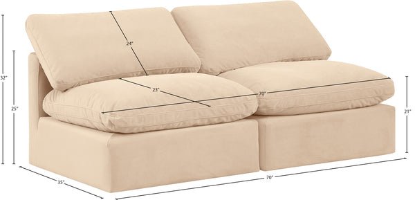 Indulge Beige Velvet Modular Sofa 147Beige-S2 Meridian Furniture