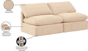 Indulge Beige Velvet Modular Sofa 147Beige-S2 Meridian Furniture