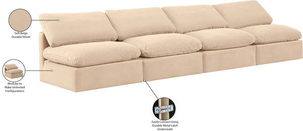 Indulge Beige Velvet Modular Sofa 147Beige-S4 Meridian Furniture