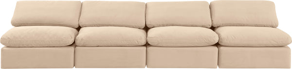 Indulge Beige Velvet Modular Sofa 147Beige-S4 Meridian Furniture