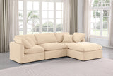 Indulge Beige Velvet Modular Sectional 147Beige-Sec4A Meridian Furniture