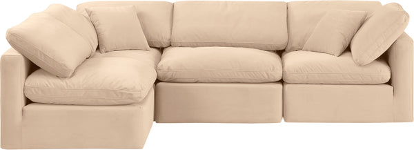Indulge Beige Velvet Modular Sectional 147Beige-Sec4B Meridian Furniture