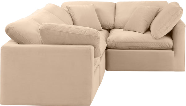Indulge Beige Velvet Modular Sectional 147Beige-Sec4C Meridian Furniture