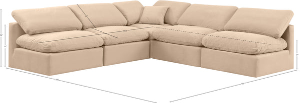 Indulge Beige Velvet Modular Sectional 147Beige-Sec5B Meridian Furniture