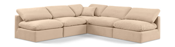 Indulge Beige Velvet Modular Sectional 147Beige-Sec5B Meridian Furniture