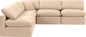 Indulge Beige Velvet Modular Sectional 147Beige-Sec5B Meridian Furniture