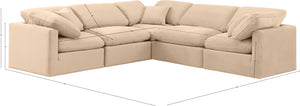 Indulge Beige Velvet Modular Sectional 147Beige-Sec5C Meridian Furniture