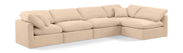 Indulge Beige Velvet Modular Sectional 147Beige-Sec5D Meridian Furniture