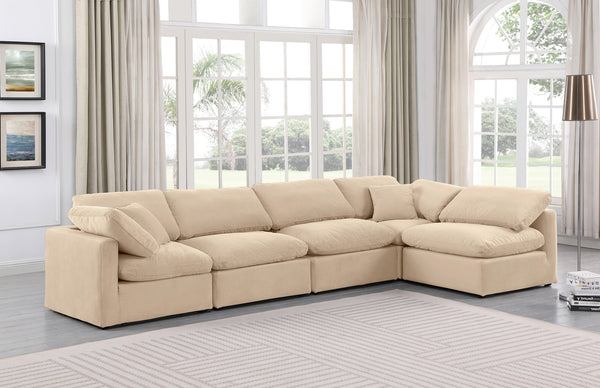 Indulge Beige Velvet Modular Sectional 147Beige-Sec5D Meridian Furniture