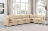 Indulge Beige Velvet Modular Sectional 147Beige-Sec5D Meridian Furniture