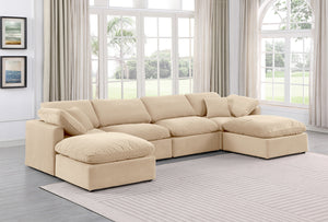 Indulge Beige Velvet Modular Sectional 147Beige-Sec6B Meridian Furniture