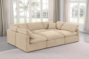 Indulge Beige Velvet Modular Sectional 147Beige-Sec6C Meridian Furniture
