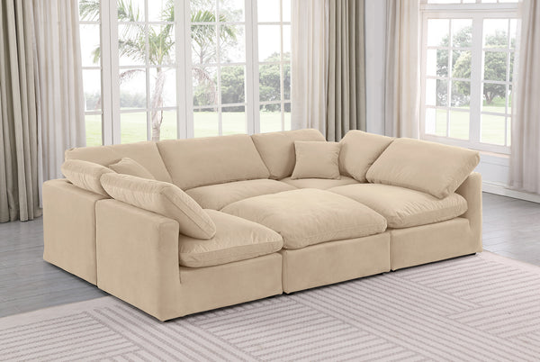 Indulge Beige Velvet Modular Sectional 147Beige-Sec6C Meridian Furniture