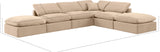 Indulge Beige Velvet Modular Sectional 147Beige-Sec6E Meridian Furniture