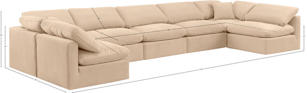 Indulge Beige Velvet Modular Sectional 147Beige-Sec7B Meridian Furniture