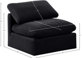 Indulge Black Velvet Armless Chair 147Black-Armless Meridian Furniture