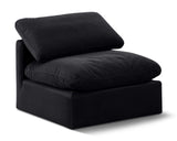 Indulge Black Velvet Armless Chair 147Black-Armless Meridian Furniture