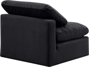 Indulge Black Velvet Armless Chair 147Black-Armless Meridian Furniture