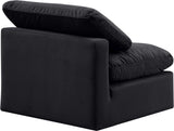 Indulge Black Velvet Armless Chair 147Black-Armless Meridian Furniture