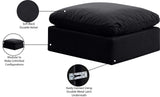 Indulge Black Velvet Ottoman 147Black-Ott Meridian Furniture