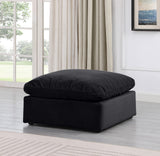 Indulge Black Velvet Ottoman 147Black-Ott Meridian Furniture